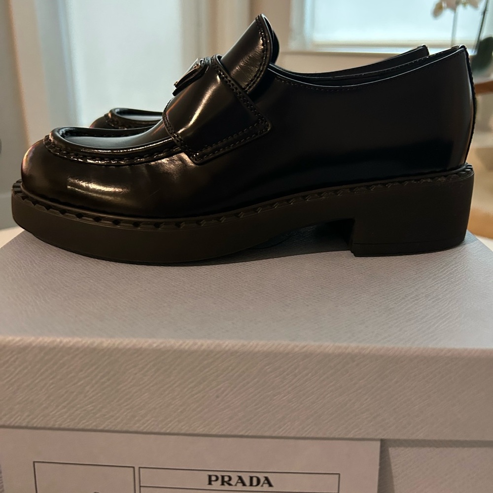 Prada Chocolate Brushed Leather Loafers - Size 6 - Picture 4 of 5